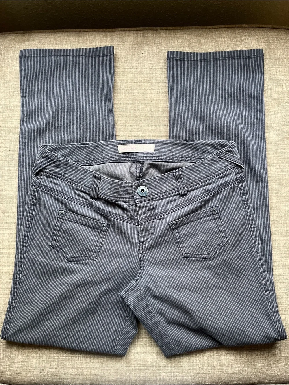Smart Set Low Rise Gray Pin Stripe Pants Boot Cut 9